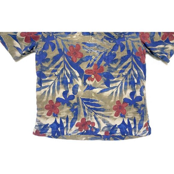 Caribbean Silk Blend Button Up Shirt Men's Size Medium Short Sleeve - Picture 6 of 7